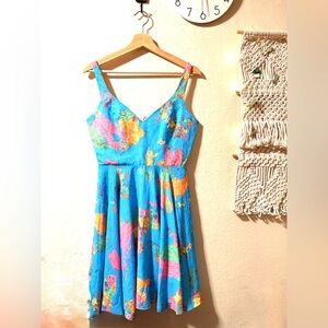 Colorful Map Print Mini Dress